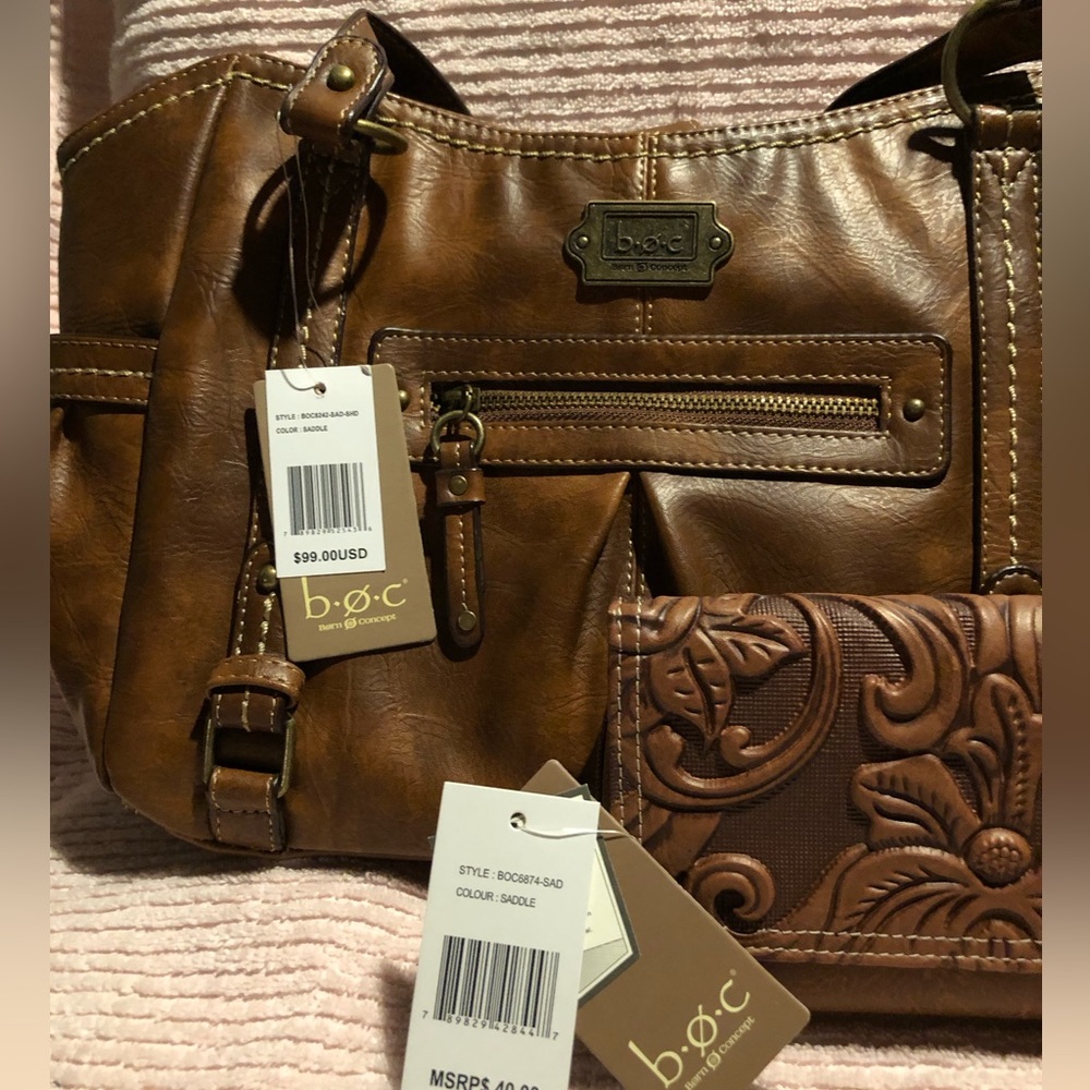 B.O.C High quality leather wallet and matching purse.